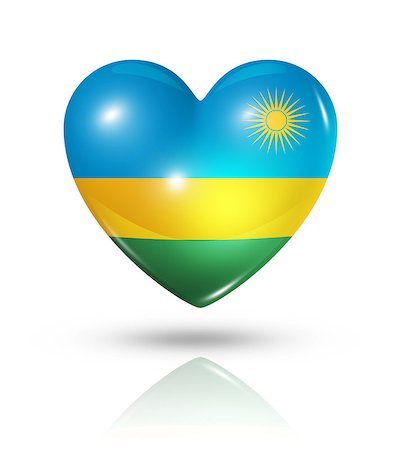 simsearch:400-07105024,k - Love Rwanda symbol. 3D heart flag icon isolated on white with clipping path Foto de stock - Super Valor sin royalties y Suscripción, Código: 400-07096591