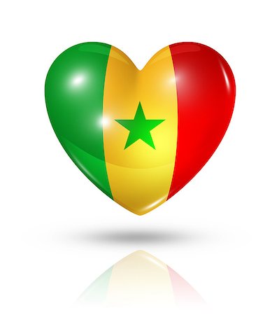 simsearch:400-07105024,k - Love Senegal symbol. 3D heart flag icon isolated on white with clipping path Foto de stock - Super Valor sin royalties y Suscripción, Código: 400-07096592