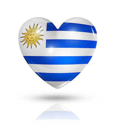 simsearch:400-07105024,k - Love Uruguay symbol. 3D heart flag icon isolated on white with clipping path Foto de stock - Super Valor sin royalties y Suscripción, Código: 400-07096604