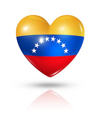 simsearch:400-07105024,k - Love Venezuela symbol. 3D heart flag icon isolated on white with clipping path Foto de stock - Super Valor sin royalties y Suscripción, Código: 400-07096605