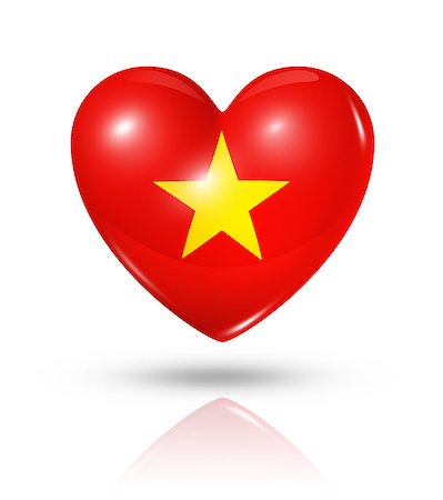 simsearch:400-07105024,k - Love Vietnam symbol. 3D heart flag icon isolated on white with clipping path Foto de stock - Super Valor sin royalties y Suscripción, Código: 400-07096606