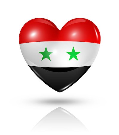 simsearch:400-07105024,k - Love Syria symbol. 3D heart flag icon isolated on white with clipping path Foto de stock - Super Valor sin royalties y Suscripción, Código: 400-07096600