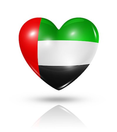 simsearch:400-09097931,k - Love United Arab Emirates symbol. 3D heart flag icon isolated on white with clipping path Foto de stock - Super Valor sin royalties y Suscripción, Código: 400-07096603