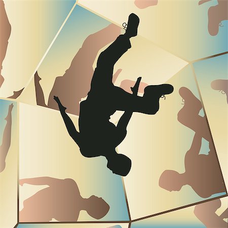 Editable vector illustration of a young man somersaulting with mirror reflections Foto de stock - Royalty-Free Super Valor e Assinatura, Número: 400-07096622