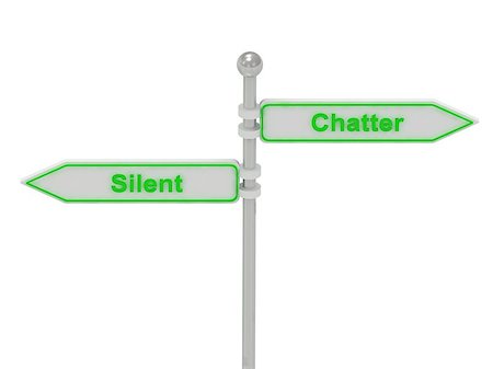 simsearch:400-04776651,k - Signs with green "Silent" and "Chatter" pointing in opposite directions, Isolated on white background, 3d rendering Stock Photo - Budget Royalty-Free & Subscription, Code: 400-07096935