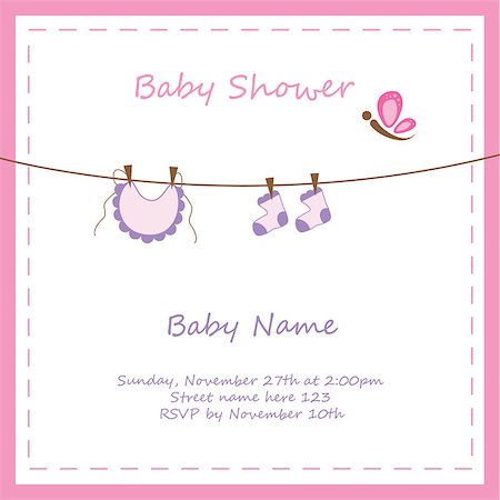 Pink baby girl shower invitation announcement Stock Photo - Budget Royalty-Free & Subscription, Code: 400-07096945