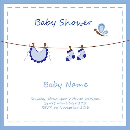 simsearch:400-07096944,k - Blue baby boy shower invitation announcement Fotografie stock - Microstock e Abbonamento, Codice: 400-07096946