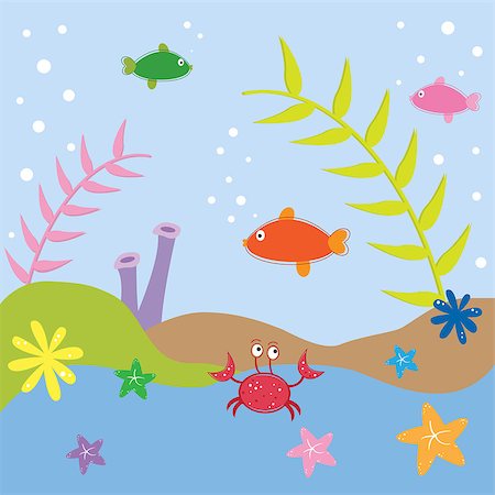 simsearch:400-04393429,k - Under the sea fish and crab creatures Stockbilder - Microstock & Abonnement, Bildnummer: 400-07096950