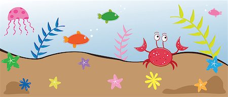 simsearch:400-07171376,k - Under the sea fish and crab creatures Stockbilder - Microstock & Abonnement, Bildnummer: 400-07096952
