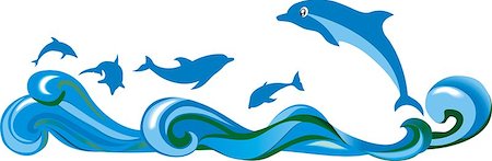 dolphins swimming in the ocean - Jumping over the waves, dolphins in the sea Stock Photo - Budget Royalty-Free & Subscription, Code: 400-07097327