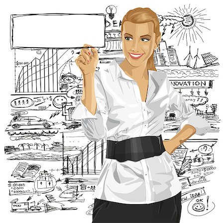 simsearch:400-07987937,k - Idea concept. Vector Business woman writing something Stock Photo - Budget Royalty-Free & Subscription, Code: 400-07097546