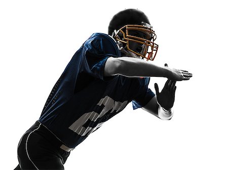 simsearch:400-08335037,k - one caucasian american football player man time out gesturing in silhouette studio isolated on white background Foto de stock - Royalty-Free Super Valor e Assinatura, Número: 400-07097592