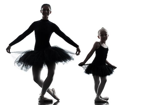 woman and  little girl   ballerina ballet dancer dancing in silhouette on white background Stock Photo - Budget Royalty-Free & Subscription, Code: 400-07097607