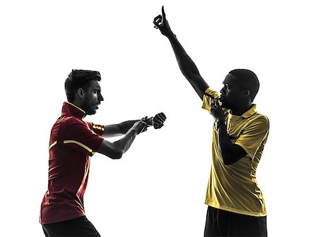 people whistling - two men soccer player and referee blowing whistle in silhouette  on white background Stock Photo - Budget Royalty-Free & Subscription, Code: 400-07097884