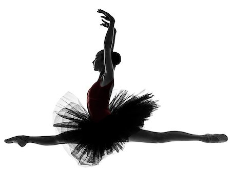 simsearch:400-07218974,k - one caucasian young woman ballerina ballet dancer dancing with tutu in silhouette studio on white background Stock Photo - Budget Royalty-Free & Subscription, Code: 400-07097930