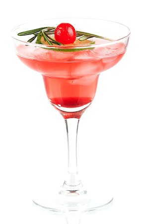 simsearch:400-07555096,k - Red alcohol cocktail with lime slice, maraschino and rosemary Stock Photo - Budget Royalty-Free & Subscription, Code: 400-07098125