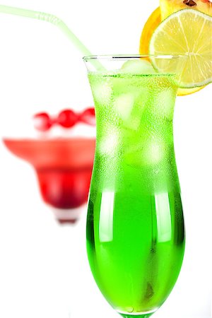 Green and red tropical cocktails with pineapple and cherry Stock Photo - Budget Royalty-Free & Subscription, Code: 400-07098217