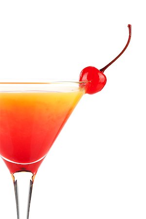 simsearch:400-06913325,k - Tequila sunrise alcohol cocktail isolated on white background Stockbilder - Microstock & Abonnement, Bildnummer: 400-07098267