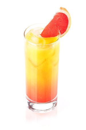 simsearch:400-06913386,k - Tequila sunrise alcohol cocktail isolated on white background Stock Photo - Budget Royalty-Free & Subscription, Code: 400-07098289