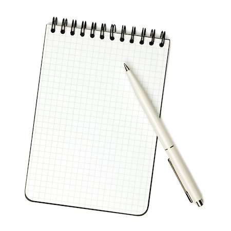 simsearch:400-06527396,k - White pen on notepad. Isolated on white background Foto de stock - Royalty-Free Super Valor e Assinatura, Número: 400-07098616