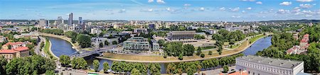 panorama - view of the city of Vilnius and Neris River from the tower of Gediminas, Lithuania Stock Photo - Budget Royalty-Free & Subscription, Code: 400-07098632