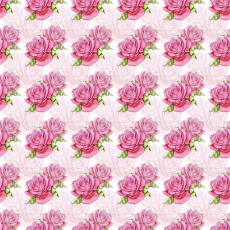 seamless pattern with watercolor roses Stock Photo - Budget Royalty-Free & Subscription, Code: 400-07098709