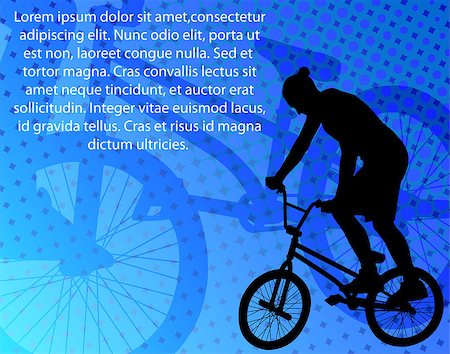 extreme bicycle vector - stunt bicyclist on the abstract background - vector Stock Photo - Budget Royalty-Free & Subscription, Code: 400-07098908