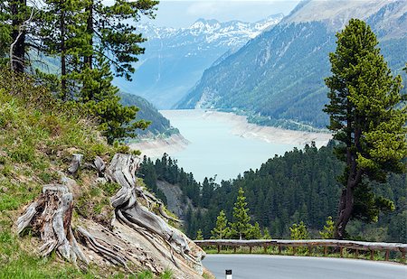simsearch:400-06748366,k - Summer view to Gepatsch-Stausee lake from alpine road (Kaunertal, Austria, Tirol). Stock Photo - Budget Royalty-Free & Subscription, Code: 400-07098998