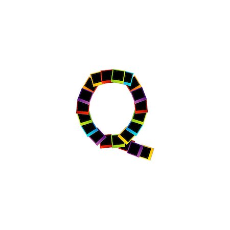 simsearch:400-07099266,k - Alphabet Q with colorful polaroids Fotografie stock - Microstock e Abbonamento, Codice: 400-07099297
