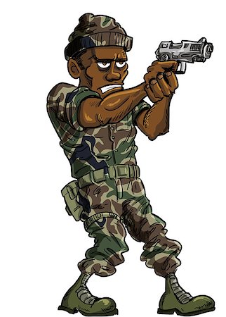 simsearch:400-07257066,k - Cartoon soldier with a hand gun. Isolated Stock Photo - Budget Royalty-Free & Subscription, Code: 400-07099342