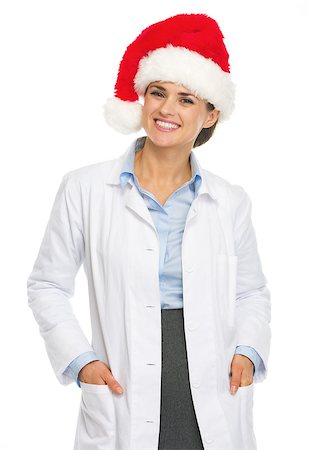 simsearch:400-07099823,k - Portrait of smiling doctor woman in santa hat Stock Photo - Budget Royalty-Free & Subscription, Code: 400-07099845