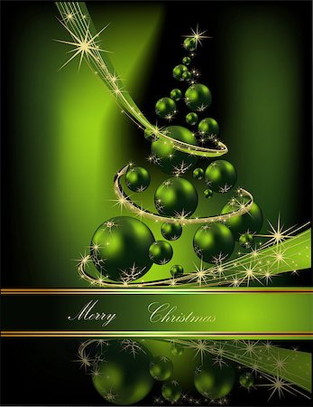 Christmas tree green and gold Stockbilder - Microstock & Abonnement, Bildnummer: 400-07099954