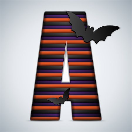 simsearch:400-06422133,k - Vector - Halloween Bat Alphabet Letters Stripe Black Orange Purple Stockbilder - Microstock & Abonnement, Bildnummer: 400-07099958