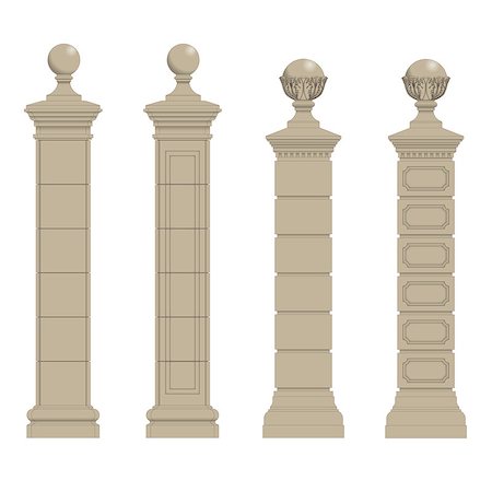 simsearch:400-07038923,k - Set of gate pillars, vector eps10 isolated Stock Photo - Budget Royalty-Free & Subscription, Code: 400-07090098
