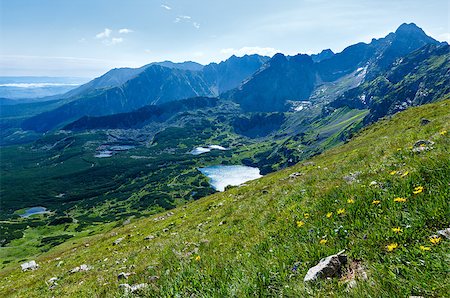 simsearch:400-06748383,k - Tatra Mountain, Poland, view to Valley Gasienicowa, Swinica mount and group of glacial lakes Stock Photo - Budget Royalty-Free & Subscription, Code: 400-07090176
