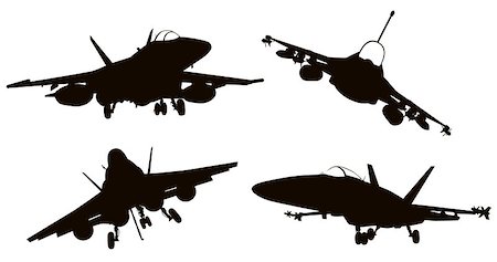 simsearch:400-06631018,k - Military aircraft  silhouettes  collection. Vector EPS 8 Stockbilder - Microstock & Abonnement, Bildnummer: 400-07090281