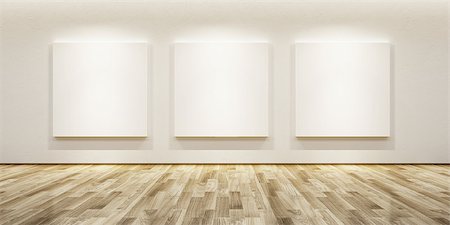 empty art gallery - blank pictures in the gallery, 3d rendering Stock Photo - Budget Royalty-Free & Subscription, Code: 400-07090361