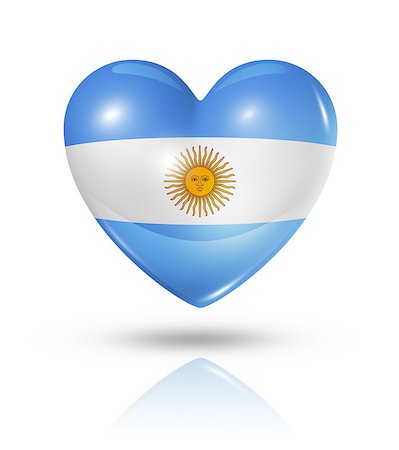 simsearch:400-07105024,k - Love Argentina symbol. 3D heart flag icon isolated on white with clipping path Foto de stock - Super Valor sin royalties y Suscripción, Código: 400-07090399