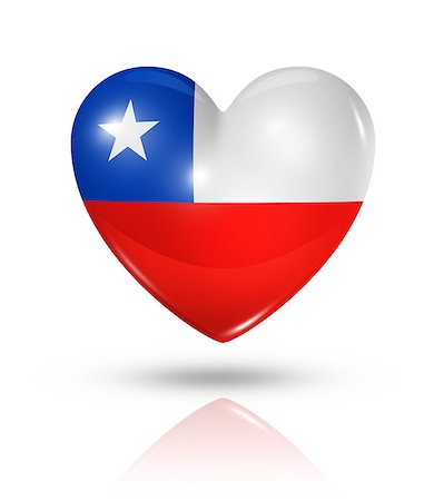 simsearch:400-07105024,k - Love Chile symbol. 3D heart flag icon isolated on white with clipping path Foto de stock - Super Valor sin royalties y Suscripción, Código: 400-07090403