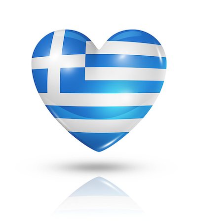 simsearch:400-07105024,k - Love Greece symbol. 3D heart flag icon isolated on white with clipping path Foto de stock - Super Valor sin royalties y Suscripción, Código: 400-07090416
