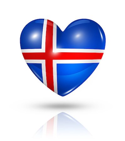 simsearch:400-07105024,k - Love Iceland symbol. 3D heart flag icon isolated on white with clipping path Foto de stock - Super Valor sin royalties y Suscripción, Código: 400-07090417
