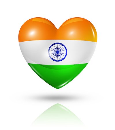 simsearch:400-07105024,k - Love India symbol. 3D heart flag icon isolated on white with clipping path Foto de stock - Super Valor sin royalties y Suscripción, Código: 400-07090418