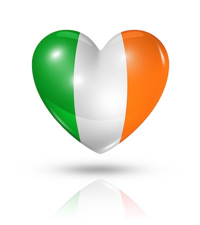 simsearch:400-07105024,k - Love Ireland symbol. 3D heart flag icon isolated on white with clipping path Foto de stock - Super Valor sin royalties y Suscripción, Código: 400-07090419