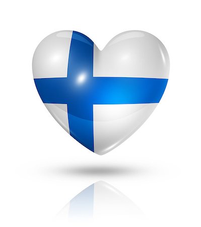 simsearch:400-07105024,k - Love Finland symbol. 3D heart flag icon isolated on white with clipping path Foto de stock - Super Valor sin royalties y Suscripción, Código: 400-07090413
