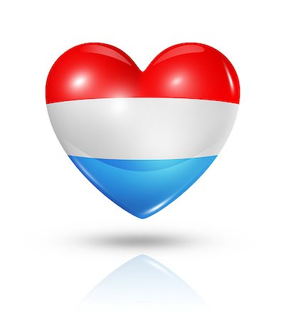 simsearch:400-07105024,k - Love Luxembourg symbol. 3D heart flag icon isolated on white with clipping path Foto de stock - Super Valor sin royalties y Suscripción, Código: 400-07090425