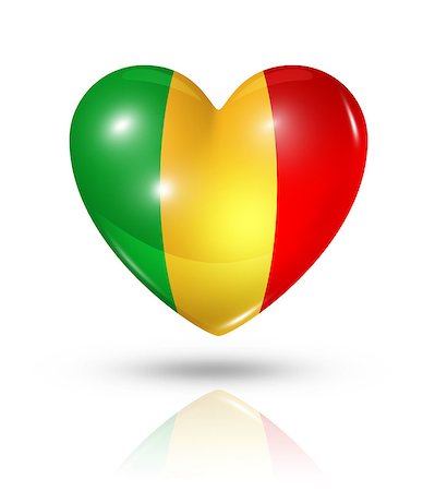 simsearch:400-07105024,k - Love Mali symbol. 3D heart flag icon isolated on white with clipping path Foto de stock - Super Valor sin royalties y Suscripción, Código: 400-07090427