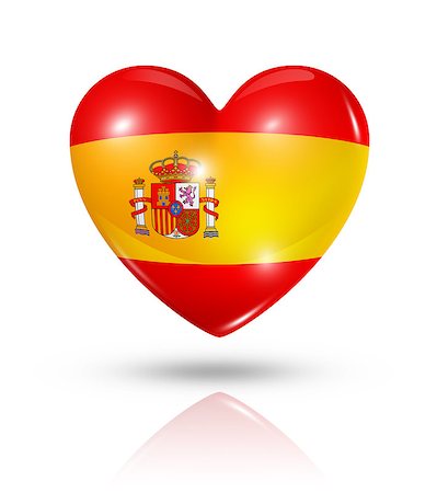simsearch:400-07105024,k - Love Spain symbol. 3D heart flag icon isolated on white with clipping path Foto de stock - Super Valor sin royalties y Suscripción, Código: 400-07090437