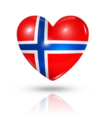 simsearch:400-07105024,k - Love Norway symbol. 3D heart flag icon isolated on white with clipping path Foto de stock - Super Valor sin royalties y Suscripción, Código: 400-07090431