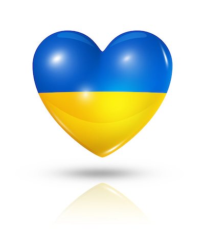 simsearch:400-07105024,k - Love Ukraine symbol. 3D heart flag icon isolated on white with clipping path Foto de stock - Super Valor sin royalties y Suscripción, Código: 400-07090441
