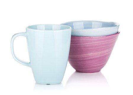 simsearch:400-06461761,k - Colorful bowls and cup. Isolated on white background Fotografie stock - Microstock e Abbonamento, Codice: 400-07090568